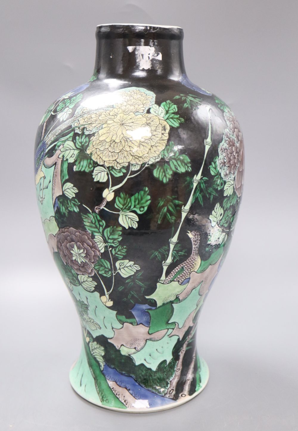 A 19th century Chinese famille verte vase, H.37cm